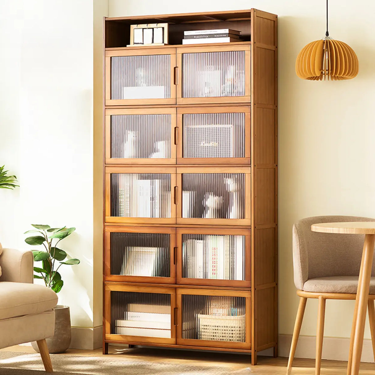 Classic Vertical Cabinets Brown Wood Barrister Bookcase Image - 18