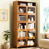 Classic Vertical Cabinets Brown Wood Barrister Bookcase Image - 19