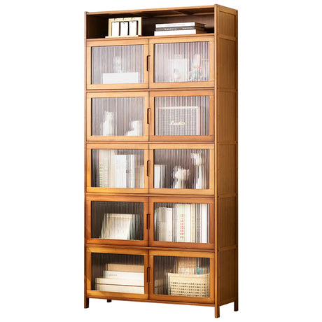 Classic Vertical Cabinets Brown Wood Barrister Bookcase Image - 2