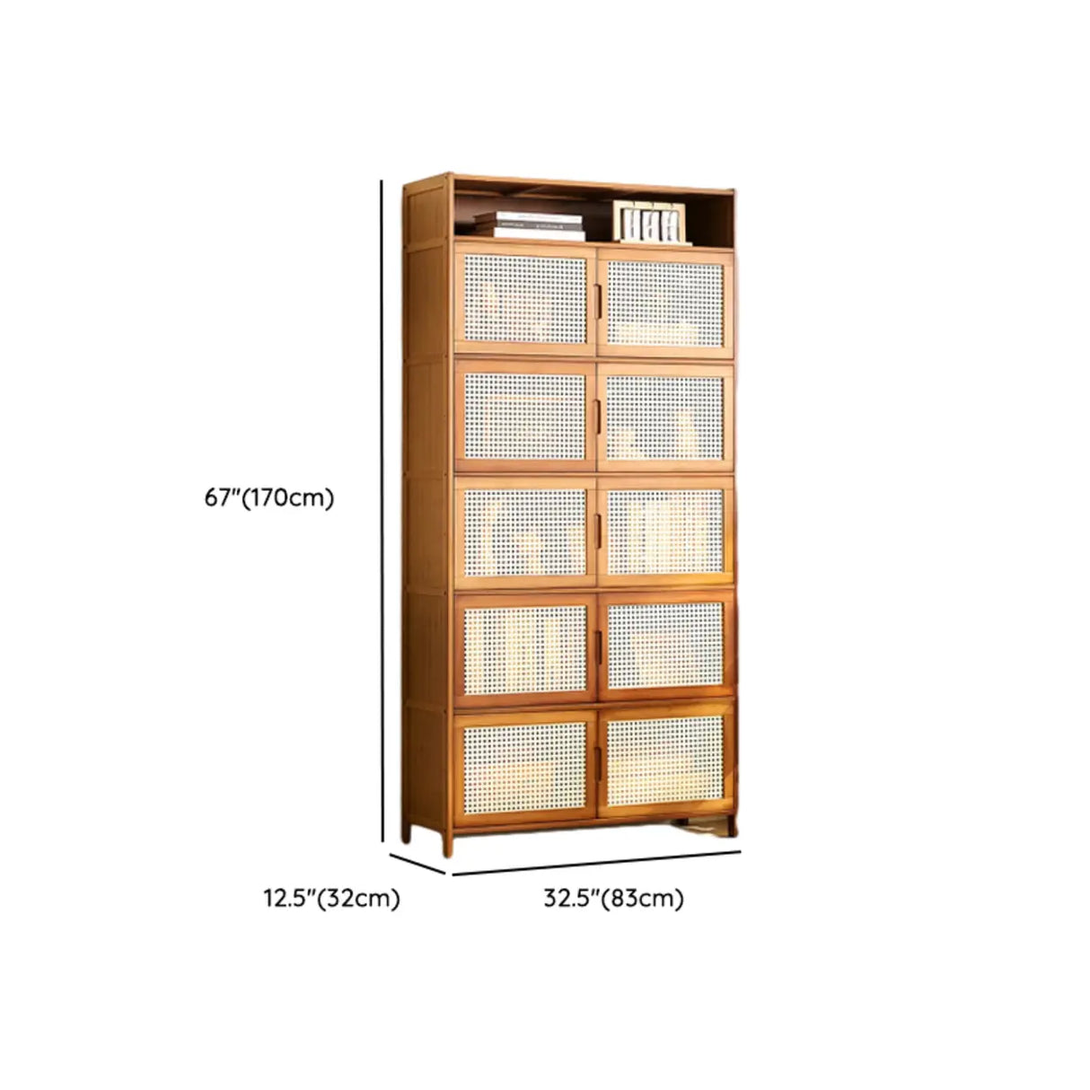 Classic Vertical Cabinets Brown Wood Barrister Bookcase Image - 24