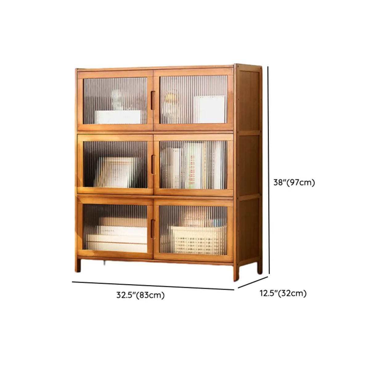 Classic Vertical Cabinets Brown Wood Barrister Bookcase Image - 26