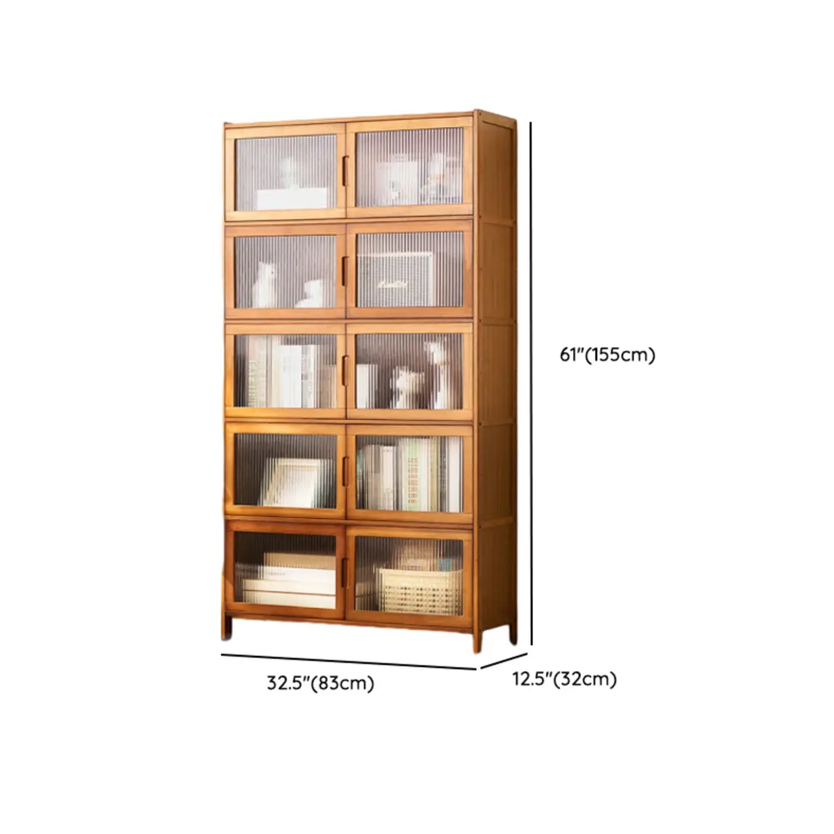 Classic Vertical Cabinets Brown Wood Barrister Bookcase Image - 28