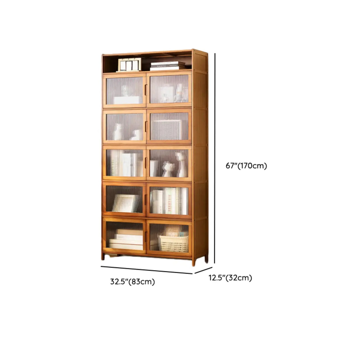 Classic Vertical Cabinets Brown Wood Barrister Bookcase Image - 29