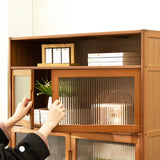 Classic Vertical Cabinets Brown Wood Barrister Bookcase Image - 8
