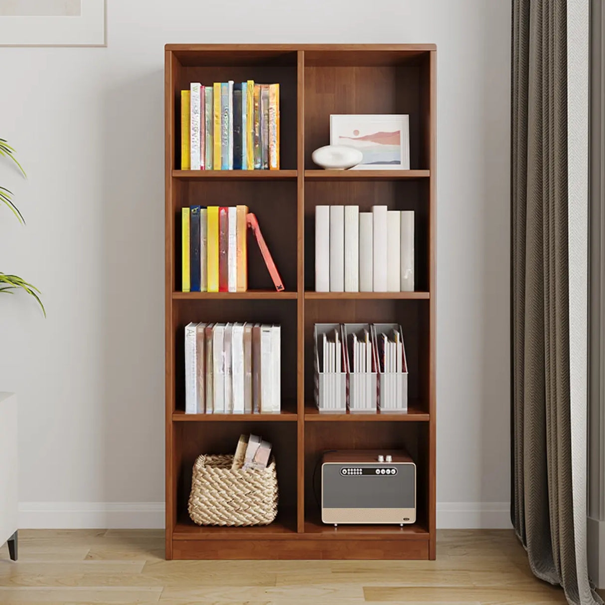 Classic Vertical Closed Back Wooden Storage Bookcase Image - 11