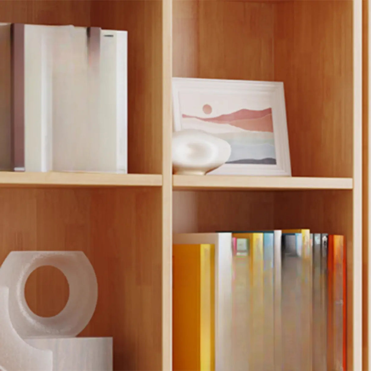 Classic Vertical Closed Back Wooden Storage Bookcase Image - 12