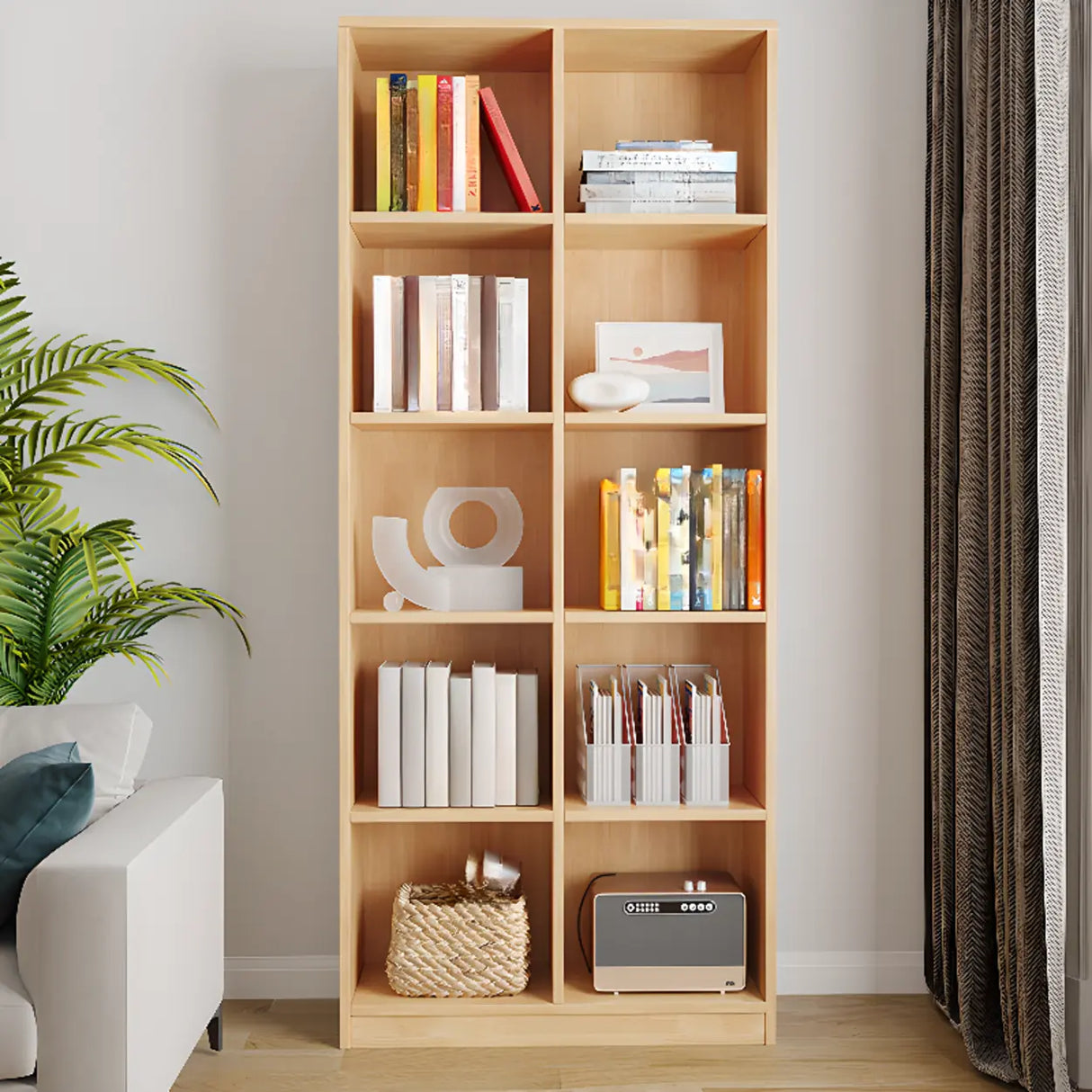 Classic Vertical Closed Back Wooden Storage Bookcase Image - 13