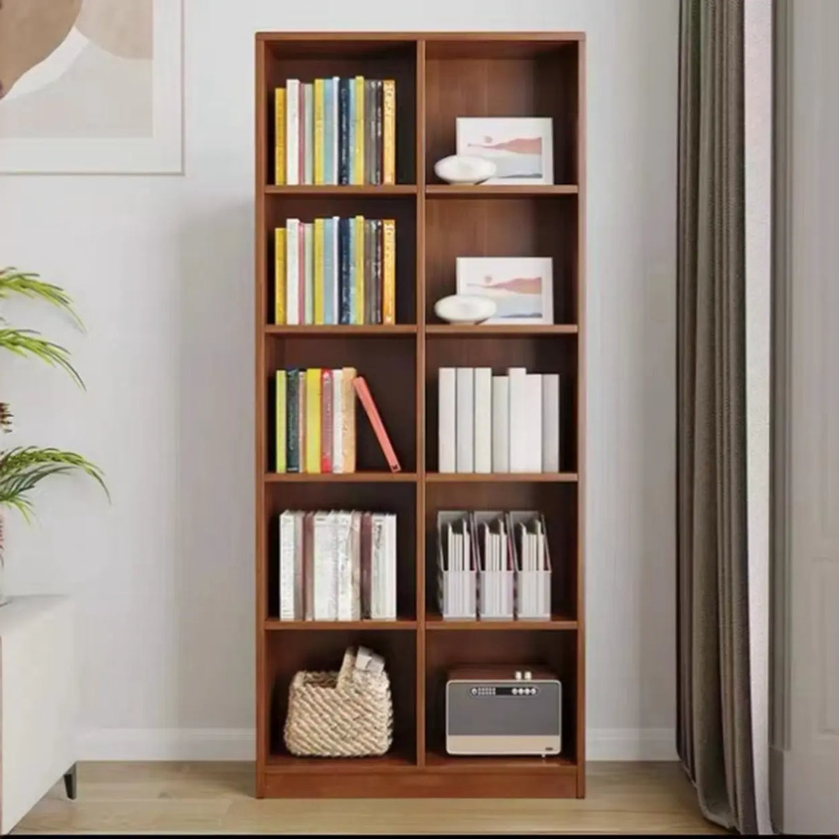 Classic Vertical Closed Back Wooden Storage Bookcase Image - 14