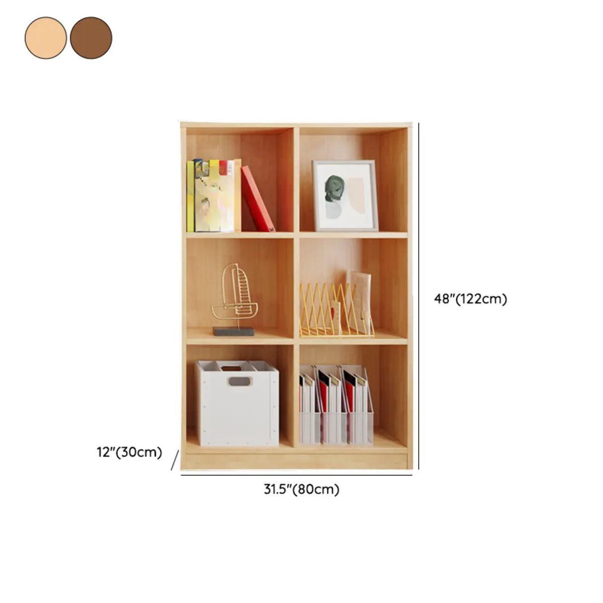 Classic Vertical Closed Back Wooden Storage Bookcase 