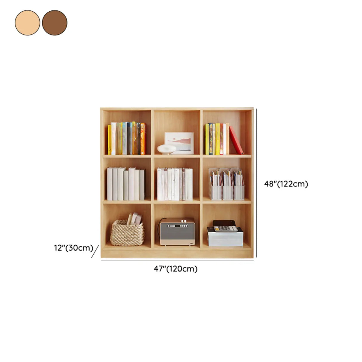 Classic Vertical Closed Back Wooden Storage Bookcase Image - 16
