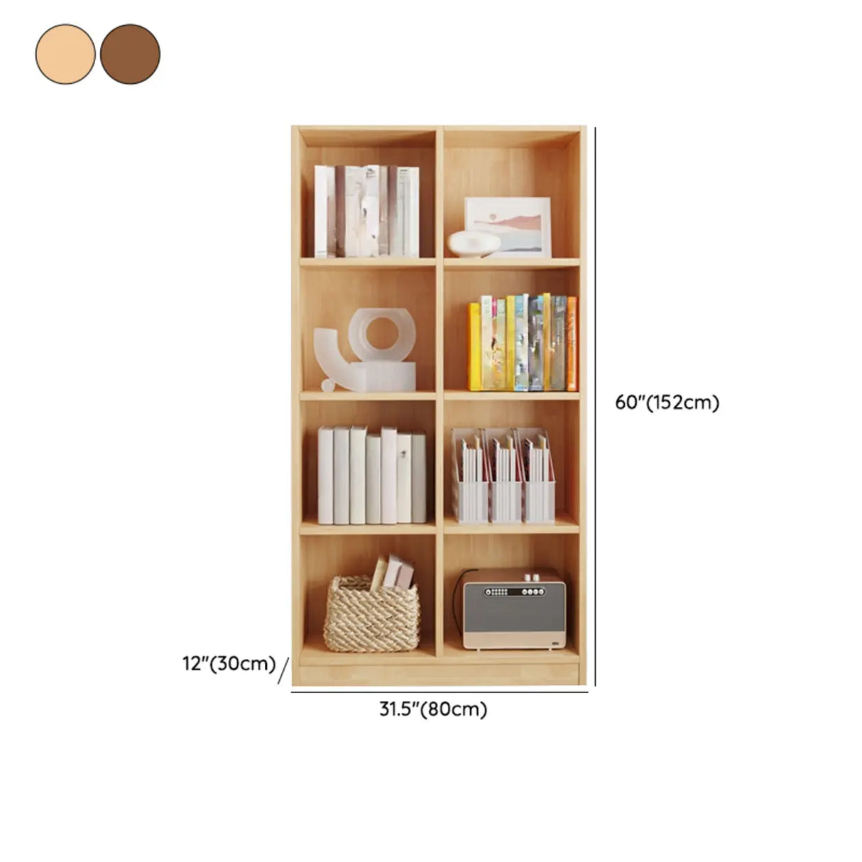 Classic Vertical Closed Back Wooden Storage Bookcase Image - 17