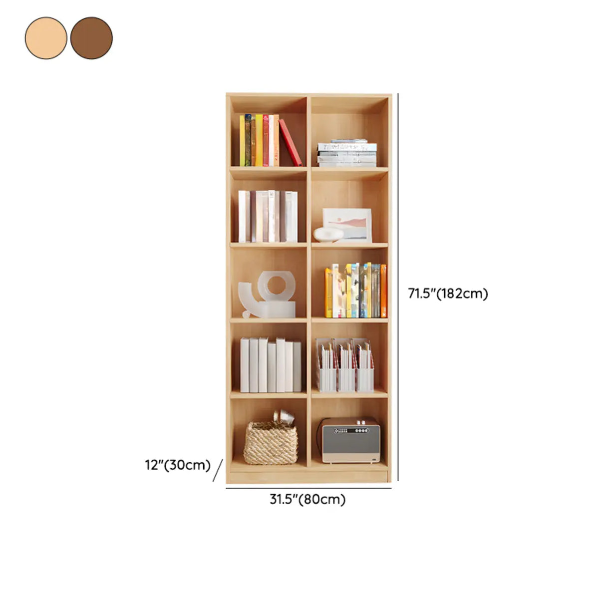 Classic Vertical Closed Back Wooden Storage Bookcase Image - 18