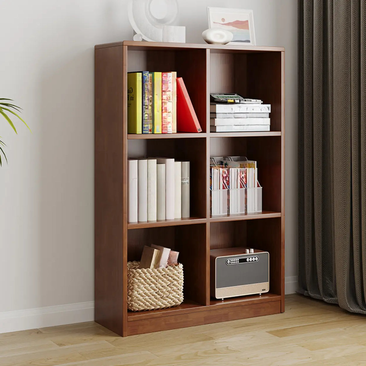 Classic Vertical Closed Back Wooden Storage Bookcase Image - 3