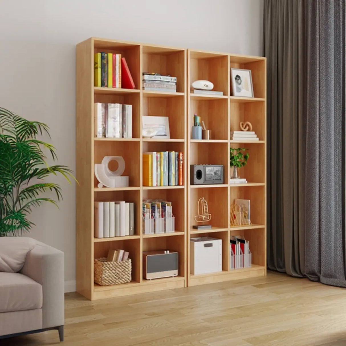 Classic Vertical Closed Back Wooden Storage Bookcase Image - 4