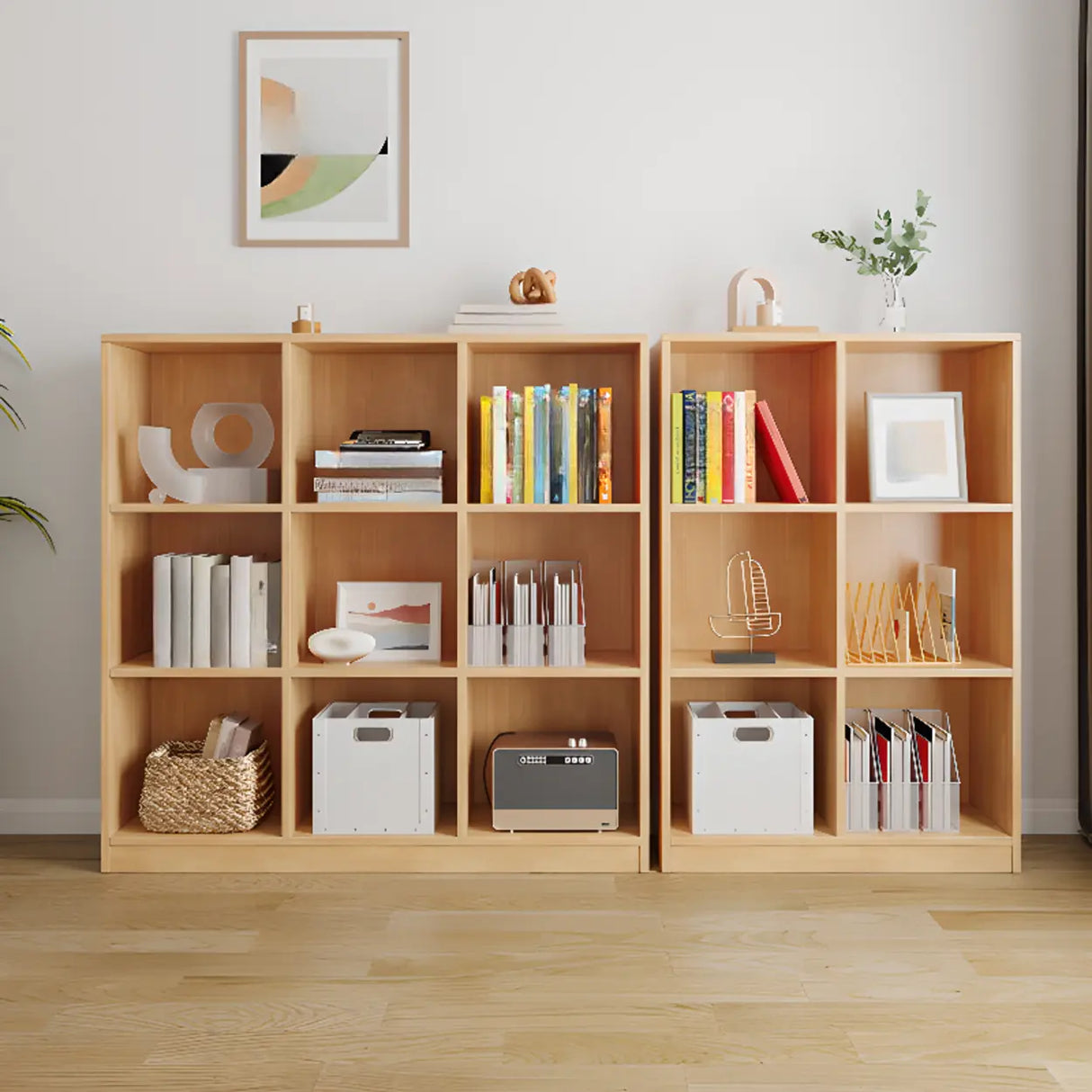 Classic Vertical Closed Back Wooden Storage Bookcase Image - 6