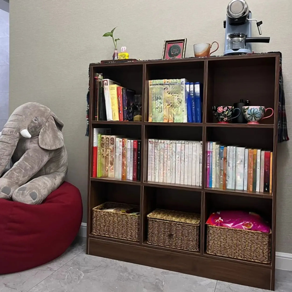 Classic Vertical Closed Back Wooden Storage Bookcase Image - 7
