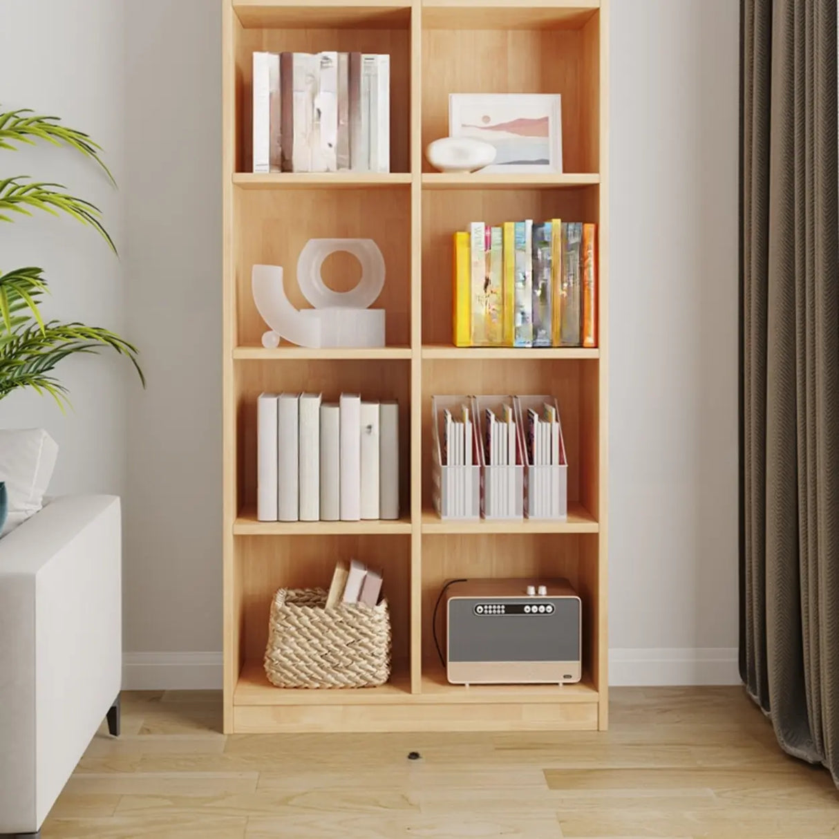 Classic Vertical Closed Back Wooden Storage Bookcase Image - 9