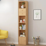Classic Vertical Closed Wood Storage Narrow Bookcase Image - 15
