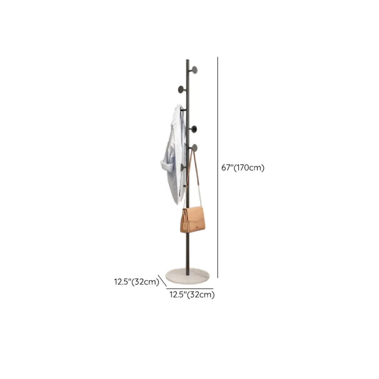 Classic Vertical Metal Hooks Entryway Stand Coat Rack 