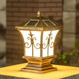 Classic Vintage Bronze Solar Outdoor Lantern Post Light Image - 1