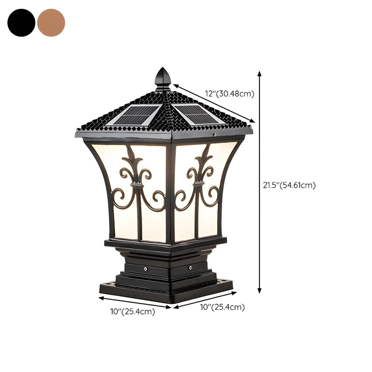 Classic Vintage Bronze Solar Outdoor Lantern Post Light Image - 12