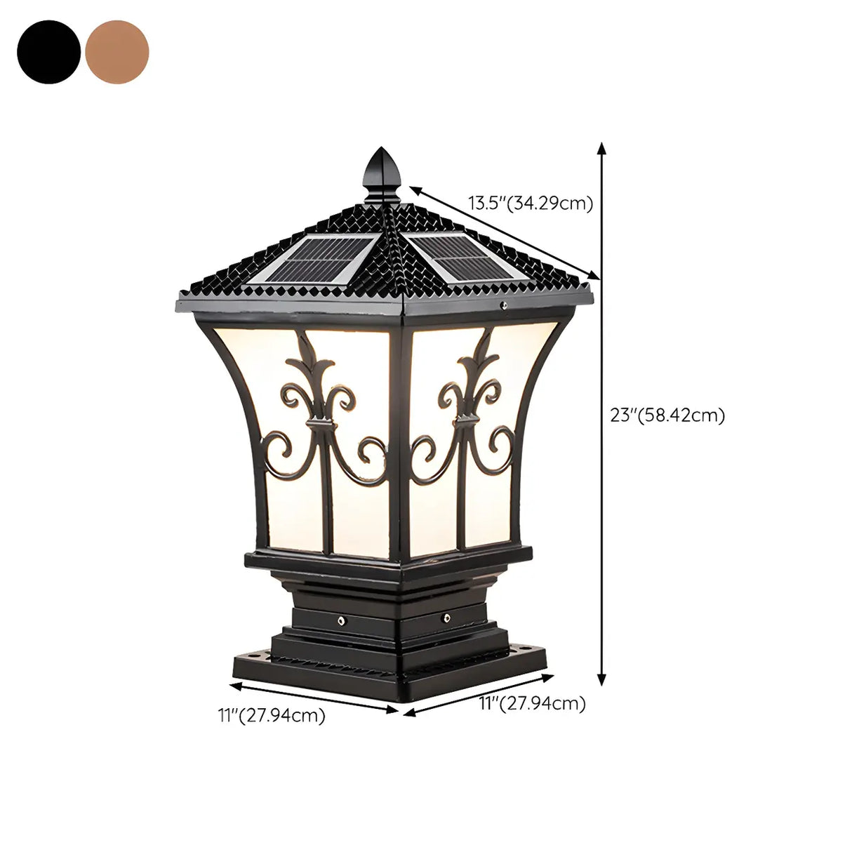 Classic Vintage Bronze Solar Outdoor Lantern Post Light Image - 13