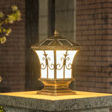 Classic Vintage Bronze Solar Outdoor Lantern Post Light Image - 2