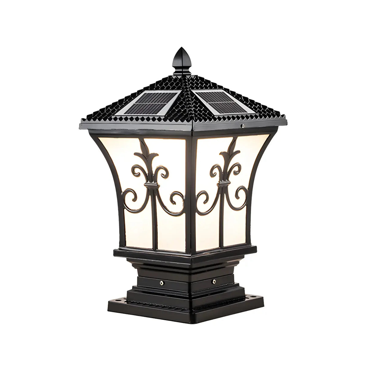 Classic Vintage Bronze Solar Outdoor Lantern Post Light Image - 6