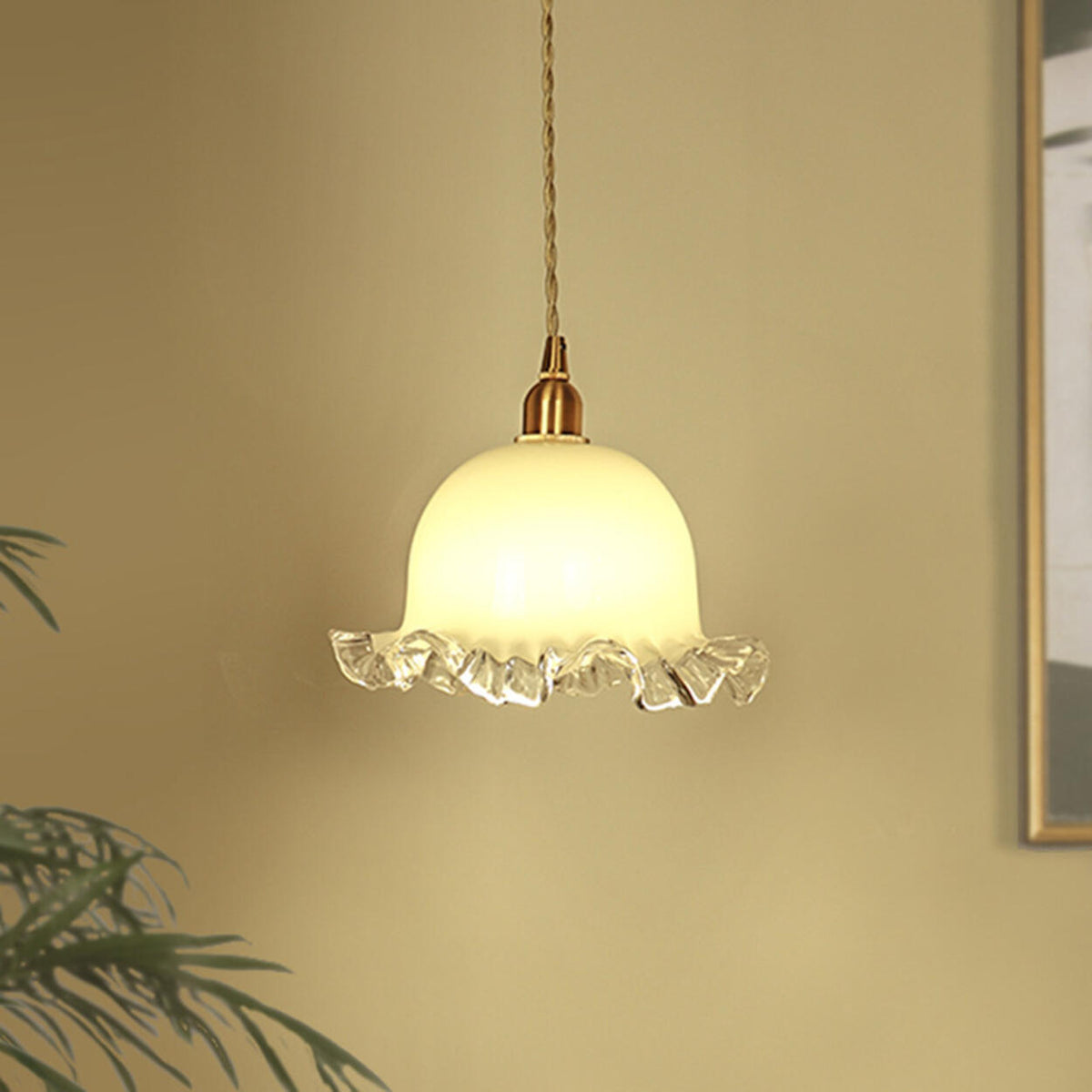 Classic Vintage White Glass Bell Pend...