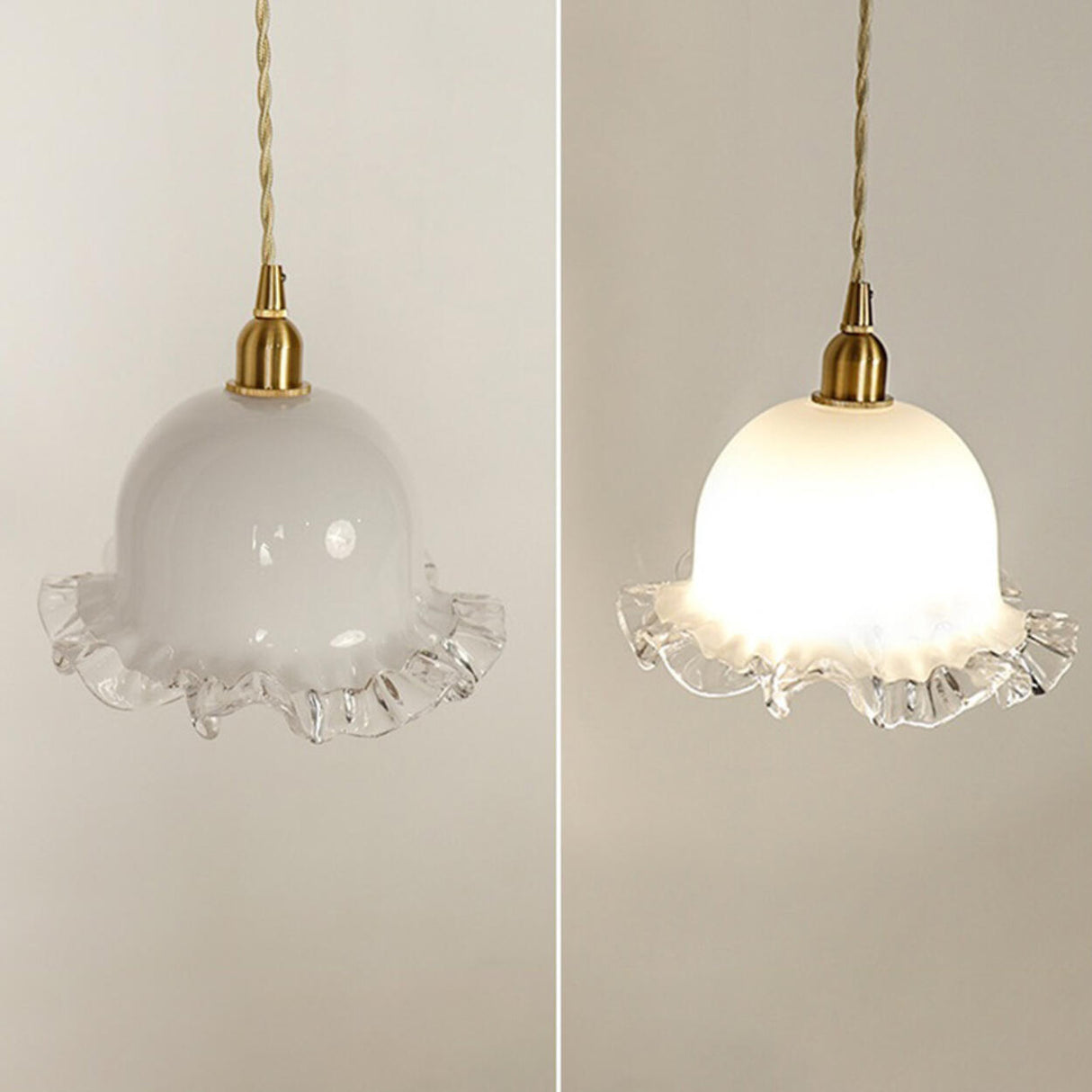 Classic Vintage White Glass Bell Pendant Lights Image - 6