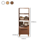 Classic Walnut Rectangular Wood Drawers Narrow Bookcase Image - 29