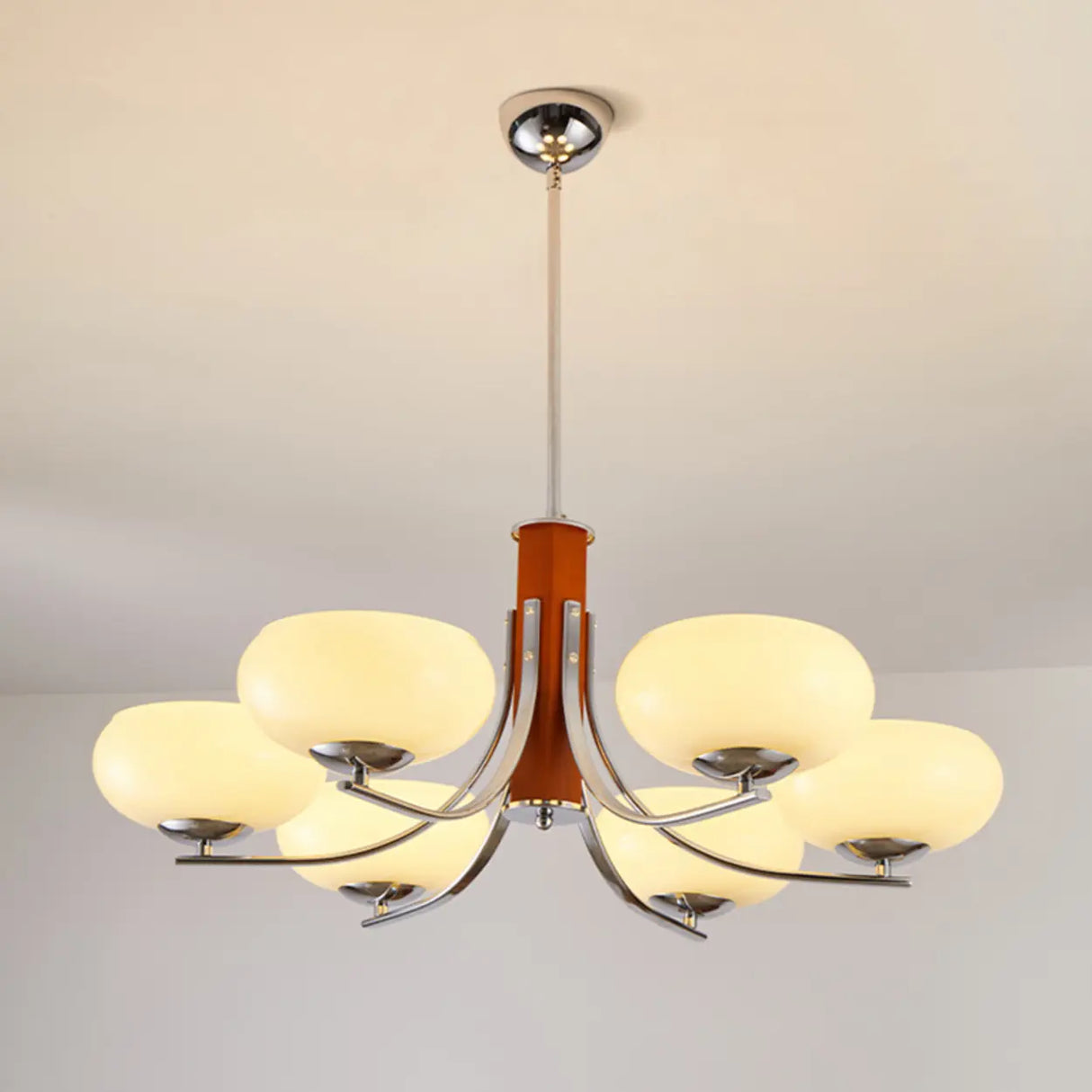 Classic White Glass Ceiling Chandelier Living Room Image - 11