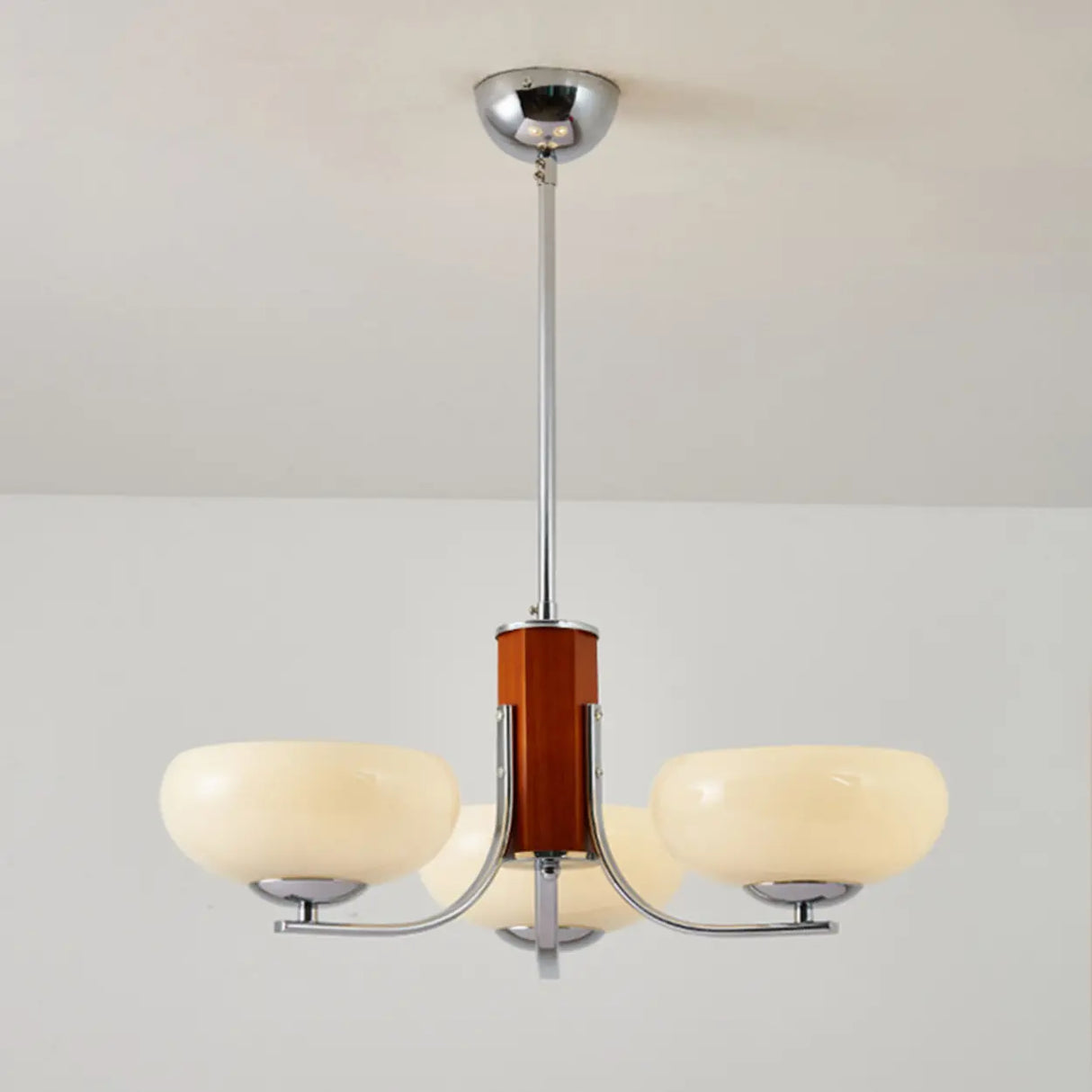 Classic White Glass Ceiling Chandelier Living Room Image - 3
