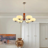Classic White Glass Ceiling Chandelier Living Room Image - 6
