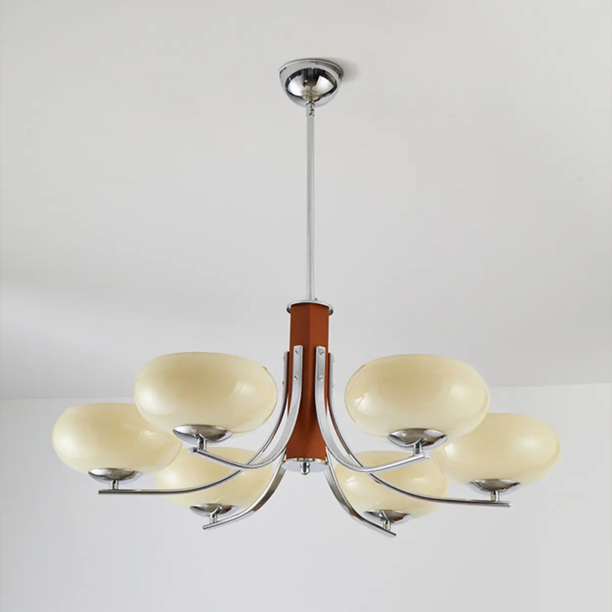 Classic White Glass Ceiling Chandelier Living Room Image - 7