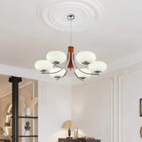Classic White Glass Ceiling Chandelier Living Room Image - 8