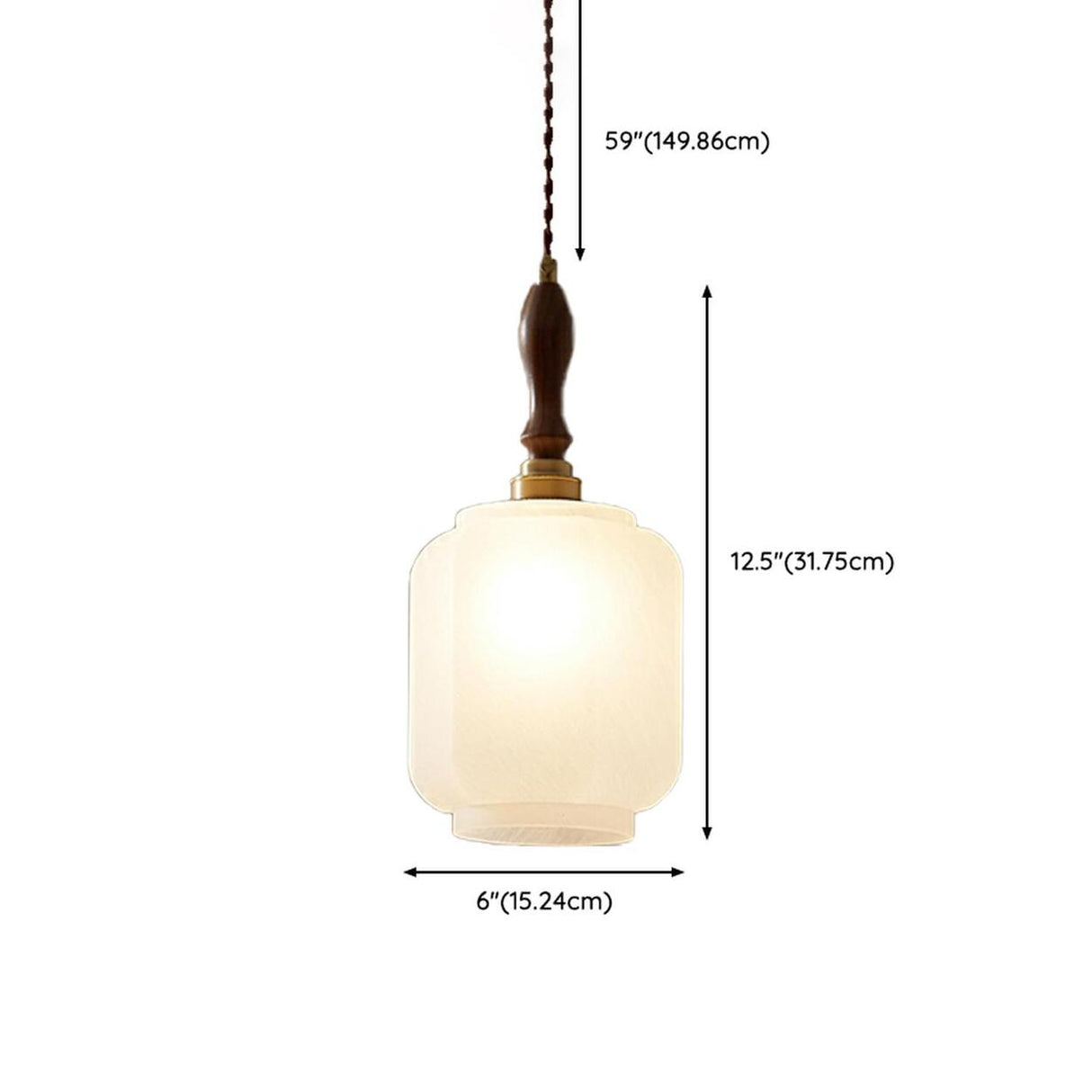Classic White Glass Cylinder Bedroom Pendant Light Image - 13