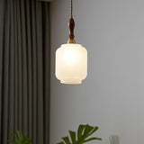 Classic White Glass Cylinder Bedroom Pendant Light Image - 5