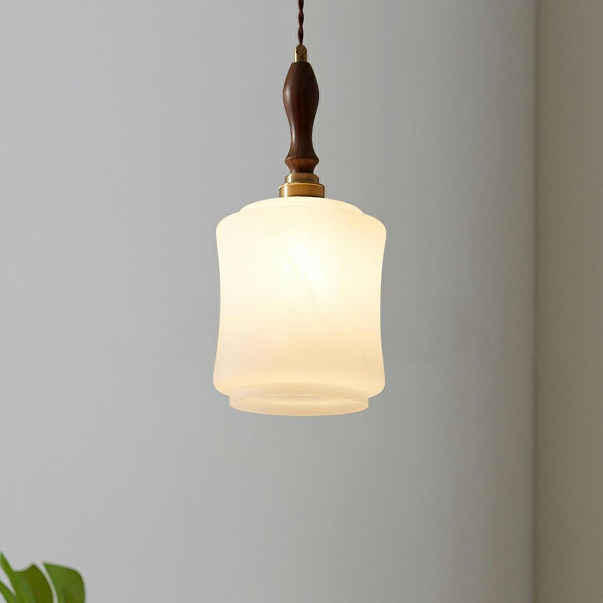 Classic White Glass Cylinder Bedroom Pendant Light Image - 6