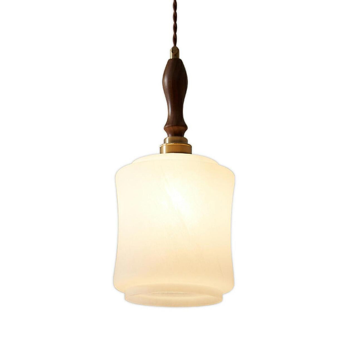 Classic White Glass Cylinder Bedroom Pendant Light Image - 7