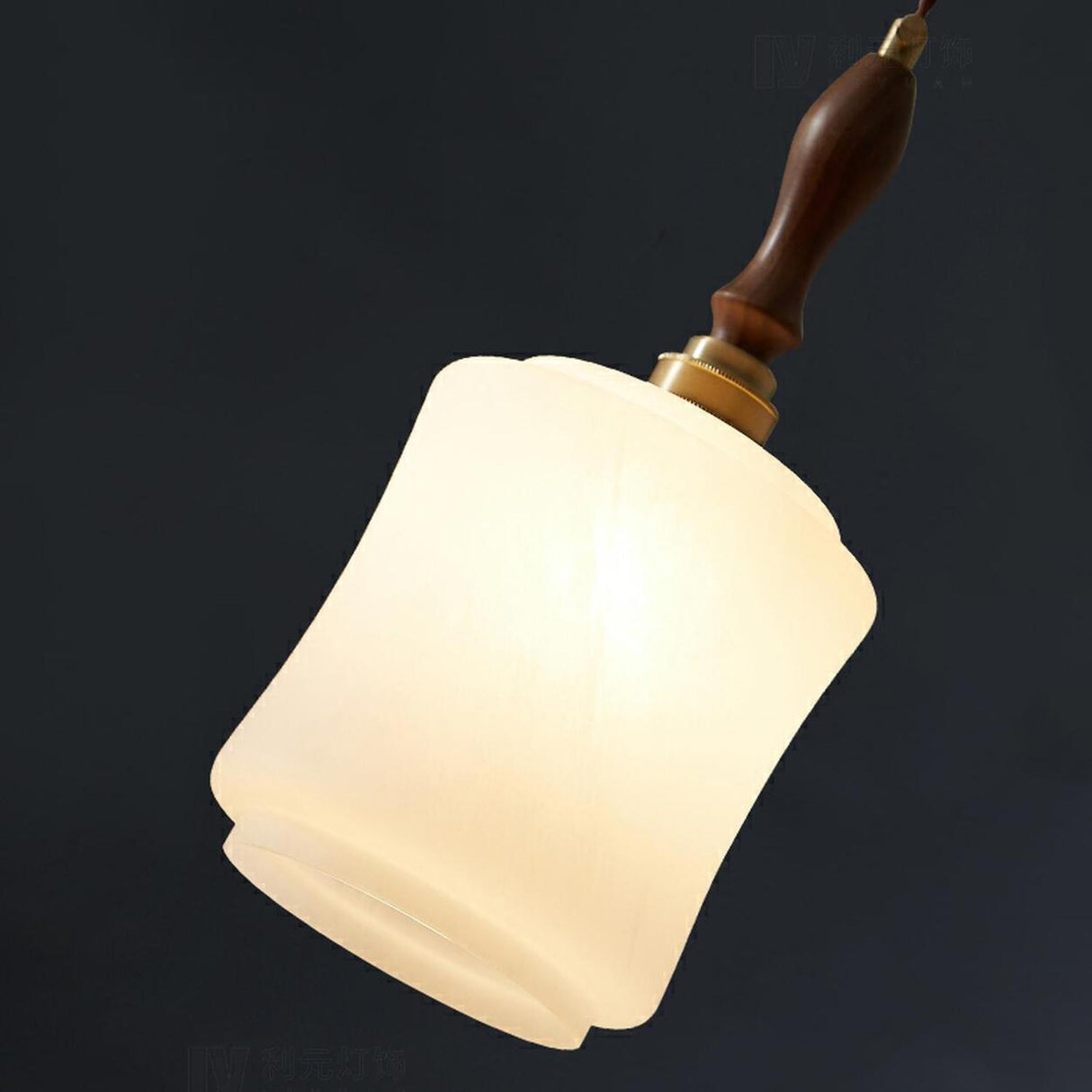 Classic White Glass Cylinder Bedroom Pendant Light Image - 9
