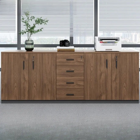 Classic Wood Horizontal Filing Cabinet with Shelves Image - 1