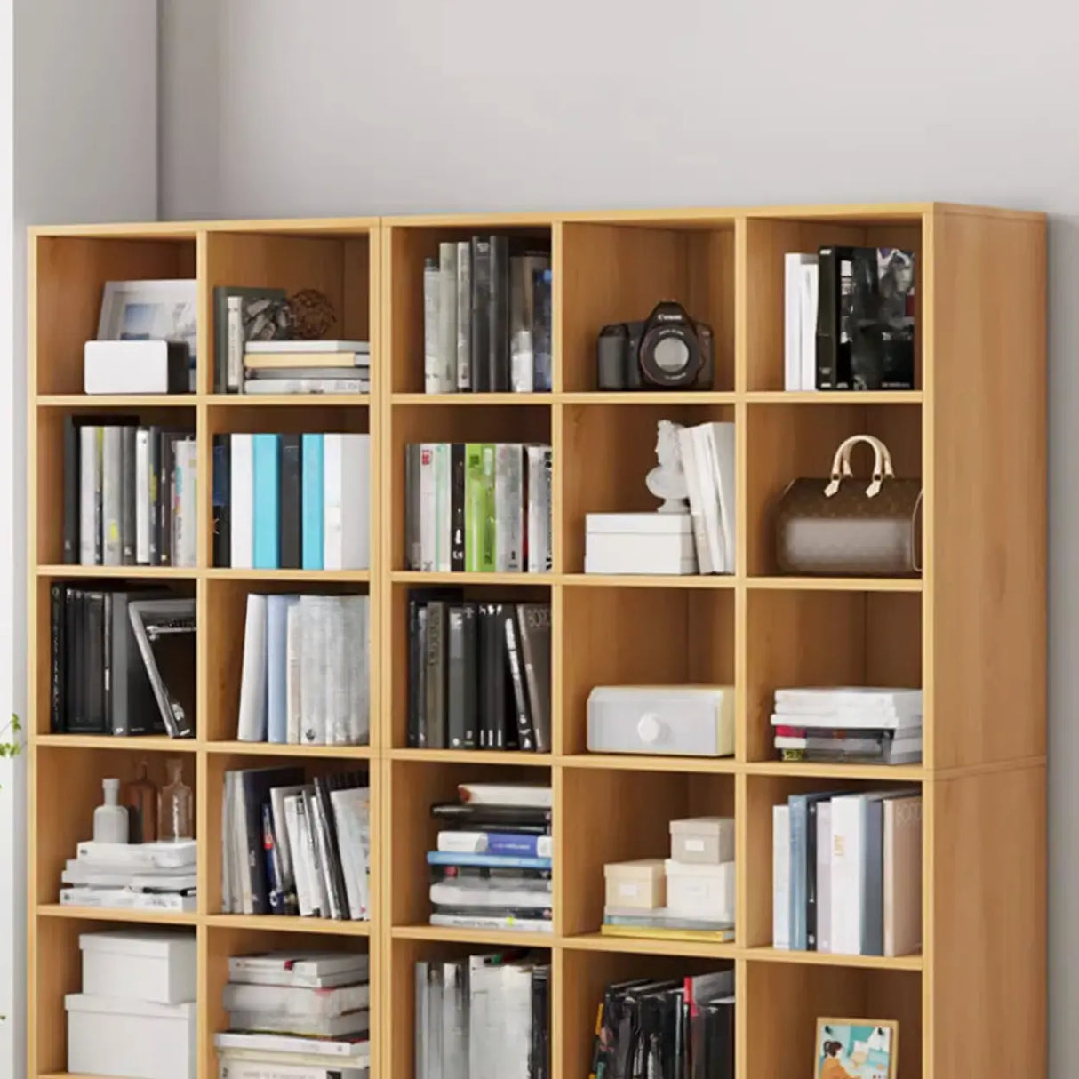 Classic Wood Vertical Rectangular Closed Back Bookcase Image - 13