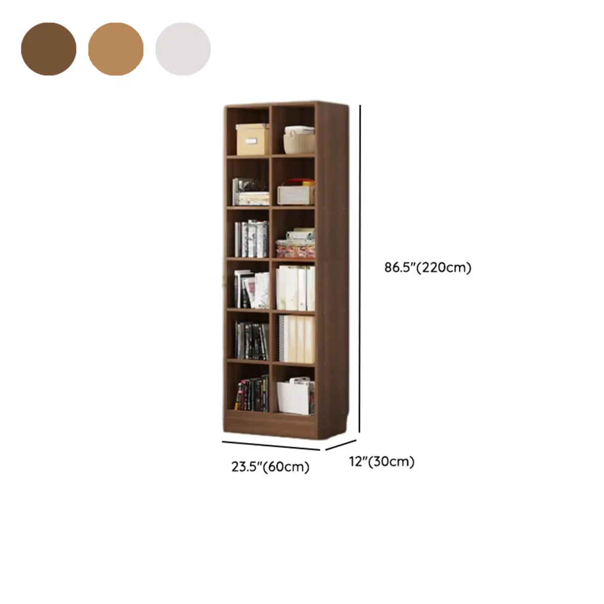 Classic Wood Vertical Rectangular Closed Back Bookcase 