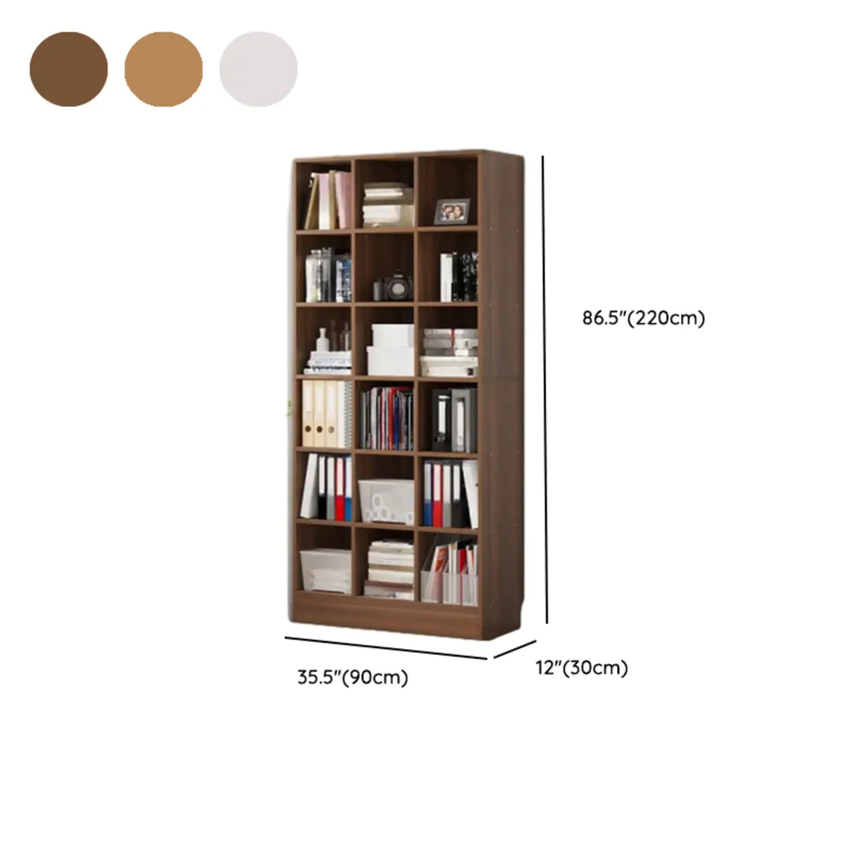 Classic Wood Vertical Rectangular Closed Back Bookcase Image - 18