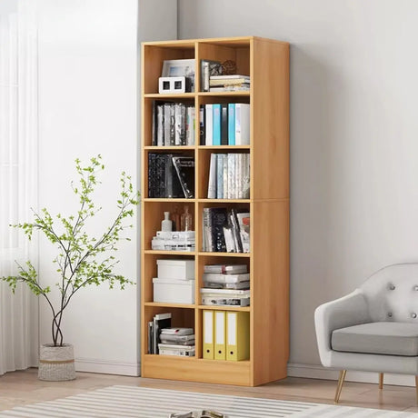Classic Wood Vertical Rectangular Closed Back Bookcase Image - 2