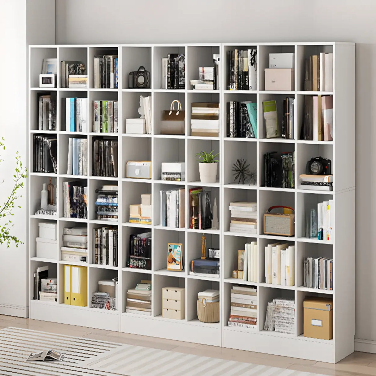 Classic Wood Vertical Rectangular Closed Back Bookcase Image - 4