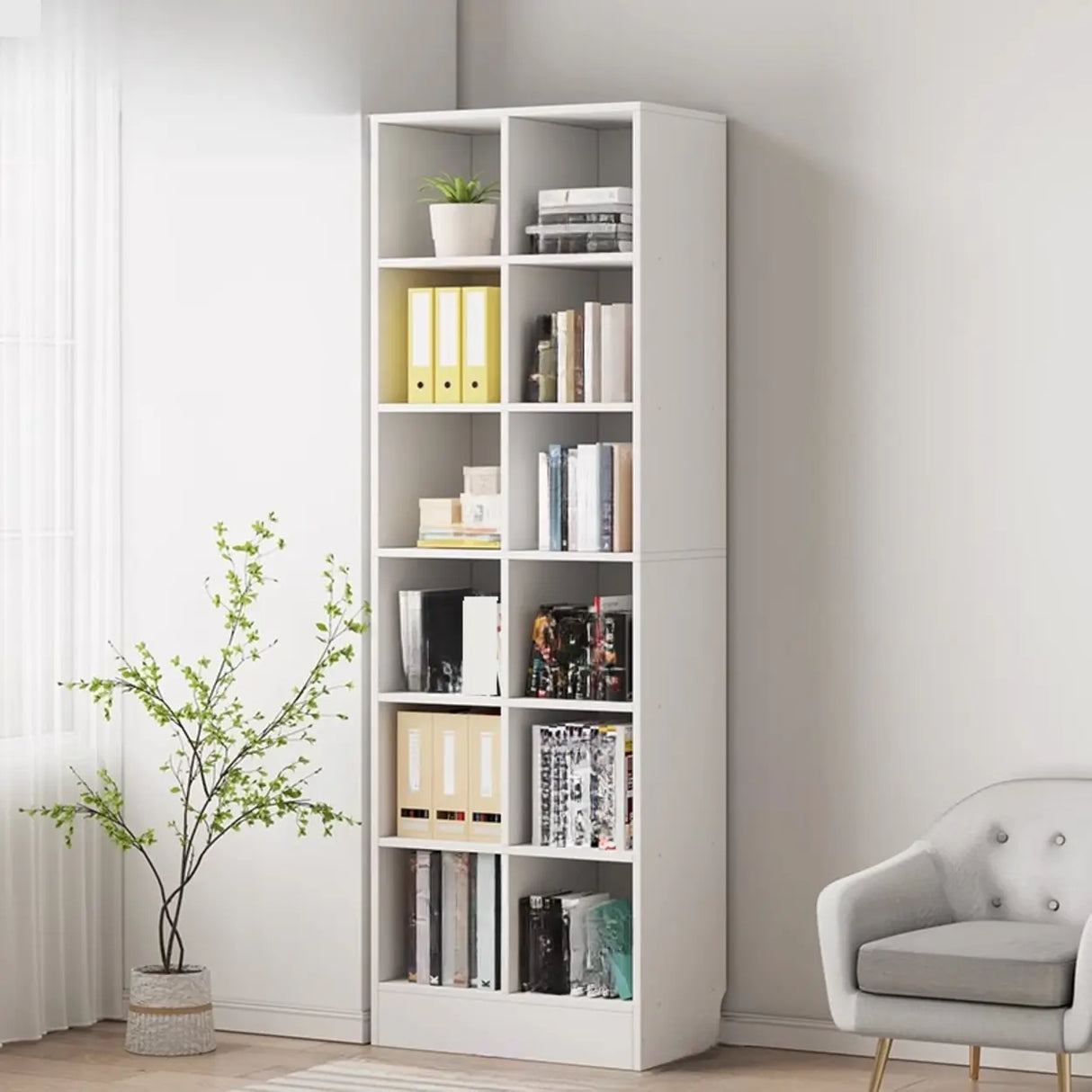 Classic Wood Vertical Rectangular Closed Back Bookcase Image - 5