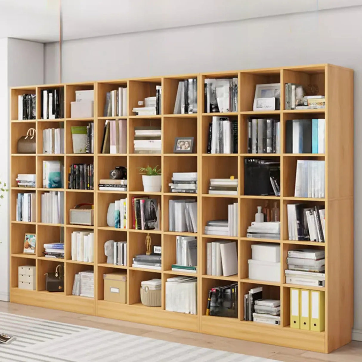 Classic Wood Vertical Rectangular Closed Back Bookcase Image - 6