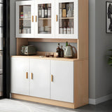 Classic Wooden Dining Room Brown Hutch Wine Cabinet Image - 15